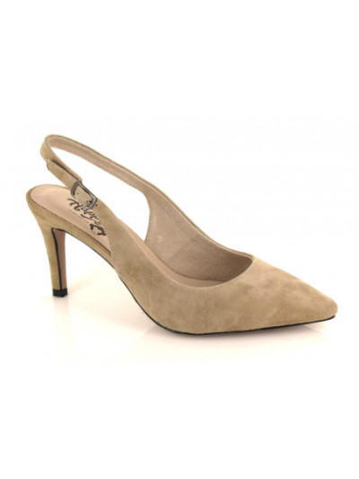 Gonvi, lady, zapato destalonado beige de mujer