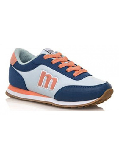 Mustang kids, 83600, deportiva blucher celeste-salmon de niña