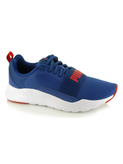 Puma, wired, deportivo blucher azul/rojo de niño